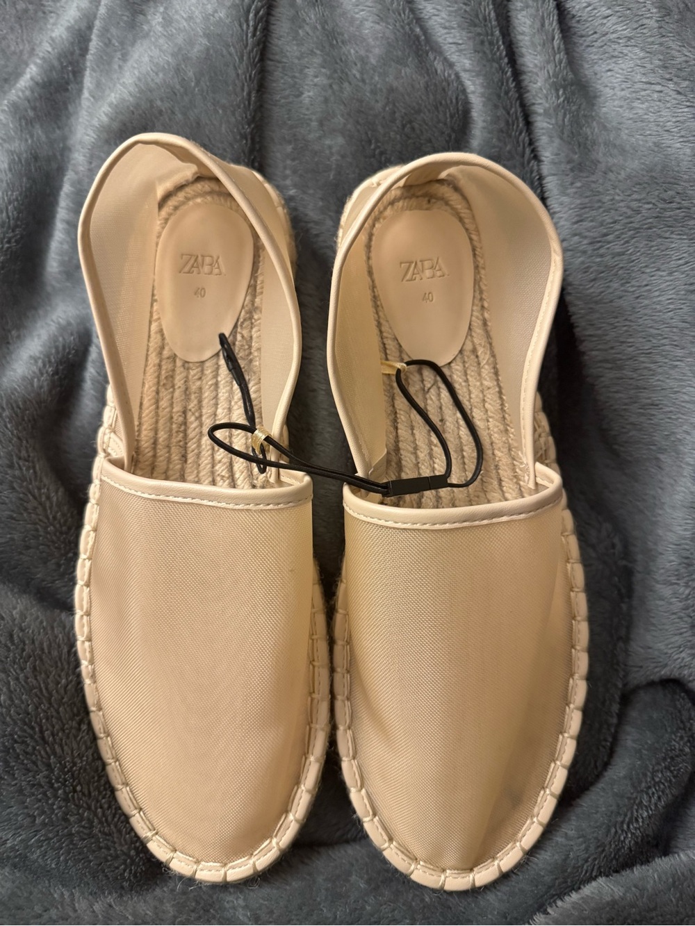 ZARA Beige Canvas Espadrille Slip-Ons